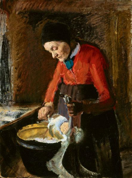 Anna Ancher Old Lene Plucking a Goose